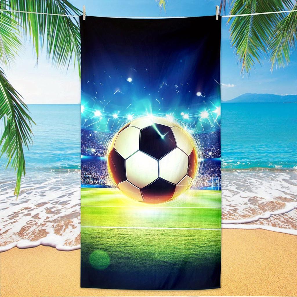 1pc Microfiber Oversized Beach Towel - Quick-Dry, Lightweight, Sand-Free, Large Bath Towel for Adults, Soccer Stadium Print