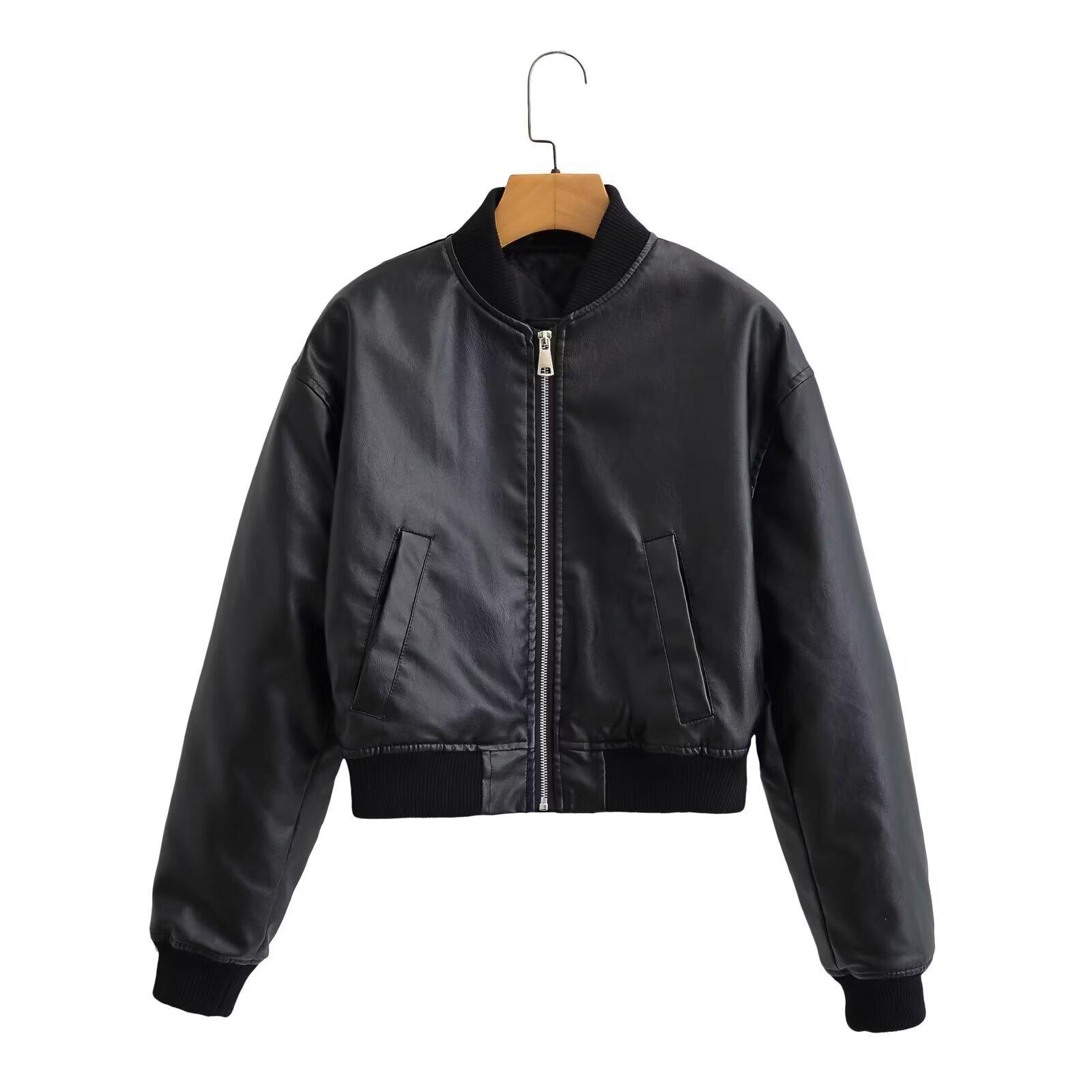 

Женская куртка-авиатор из искусственной кожи в европейско-американском стиле, демисезон 2024, 6318223 Extra Small чёрный