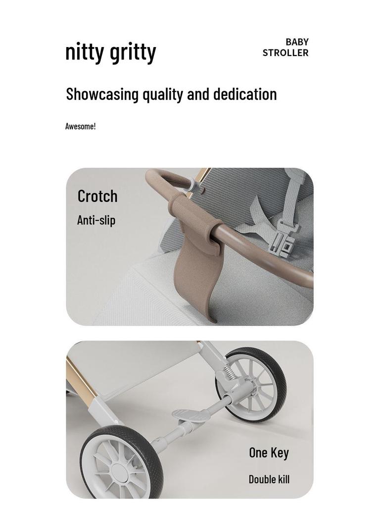 Two-way, Three-position Stroller: Sit or Lie, One-click Fold, Ultra-light, Portable Four-wheel Outdoor Baby Carriage.