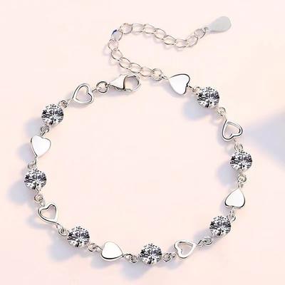 Luxus 925 Silber Herz Zirkon Armband für Damen Koreanische Mode Süße Coole Hohl Herz Armbänder Party Schmuck Geschenke