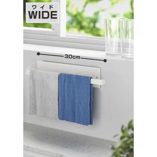 AKITSUMA Magnetic Paper Holder, 30cm, Towel Rack, Wall Storage Holder, Matte Finish, Suitable for Refrigerators, Washing Machines, and Bathrooms, Whit