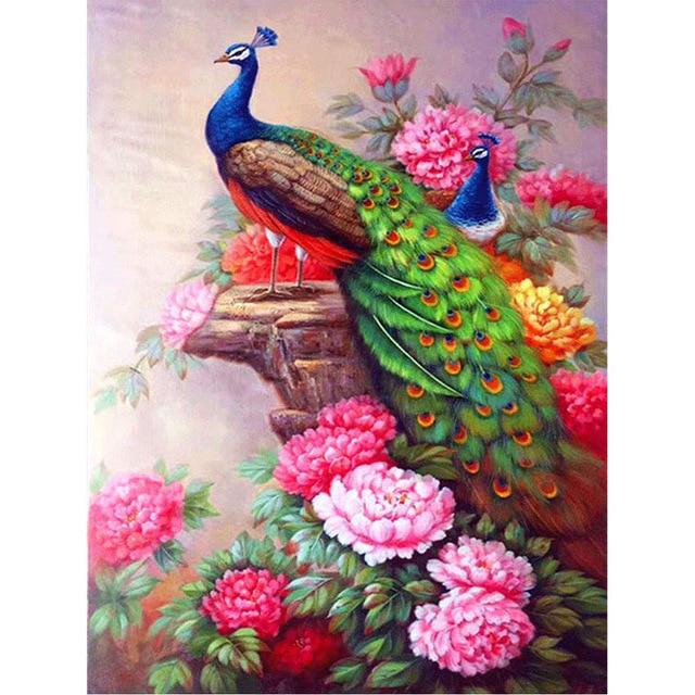 5D DIY Diamond Painting Peacock Animal Wall Cross Stitch Full Round Drill Mosaic Diamond Embroidery