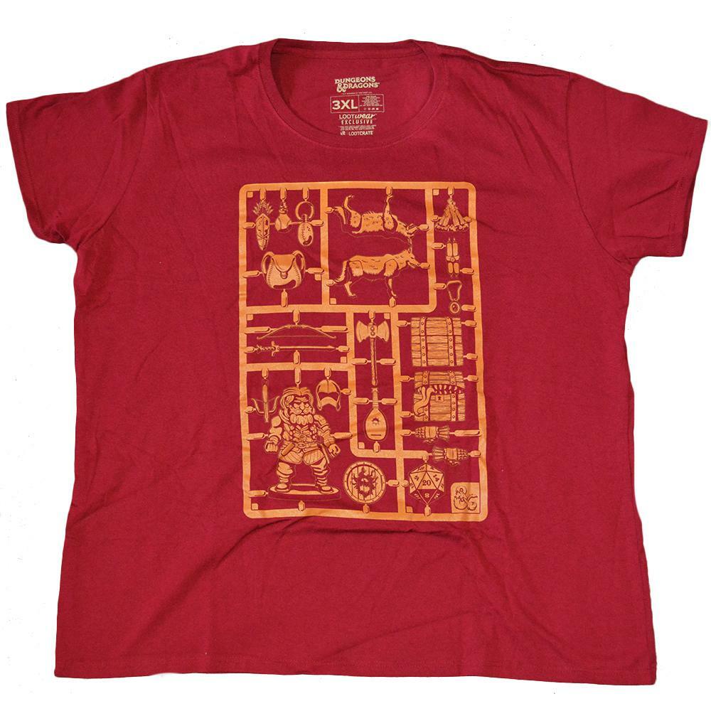 Mens Red Loot Crate Exclusive Dungeons & Dragons Sprue Tee T-Shirt Unisex T-Shirt XXXXL