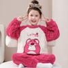 Girls Coral Fleece Pajama Set With Hooded Cartoon Character Design Winter Warm Sleepwear Kids 8 Years