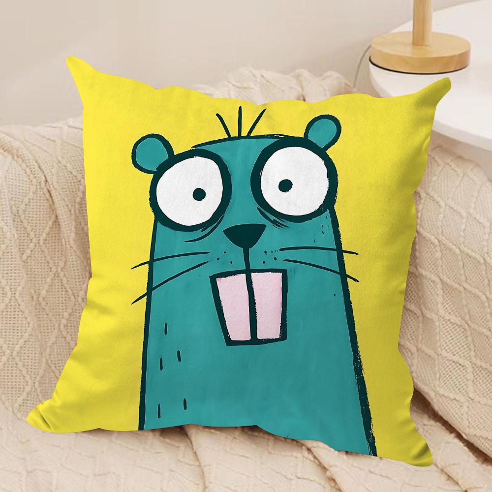 Kids Cartoon Cute Animal Cushion Cover Silky Short Plush Invisible Zipper Dustproof Sofa Pillow Case For Home Decor