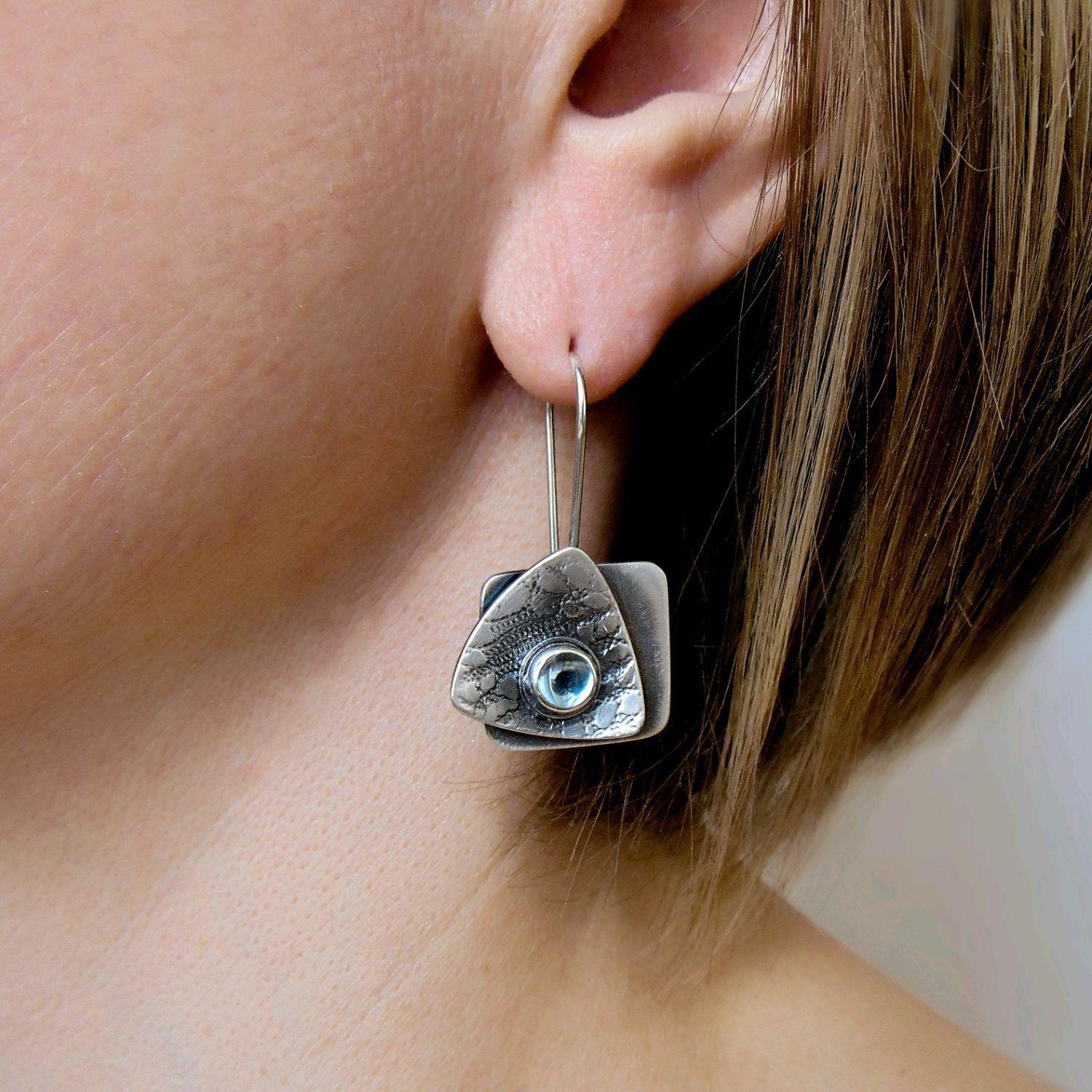 

Серьги Wish Cross-Border Red Geometric Retro - европейский и американский стиль Diamond синий