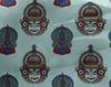 oneOone Georgette Viscose Baby Blue Fabric Kathakali Mask Kalamkari Sewing Material Print Fabric By The Yard 42 Inch