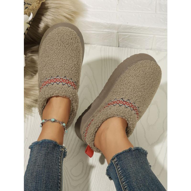 Women's Platform Snow Boots Large Size Plus Velvet Warm Wrap Color Matching European and American Casual Wear Wool Cotton Slippers
