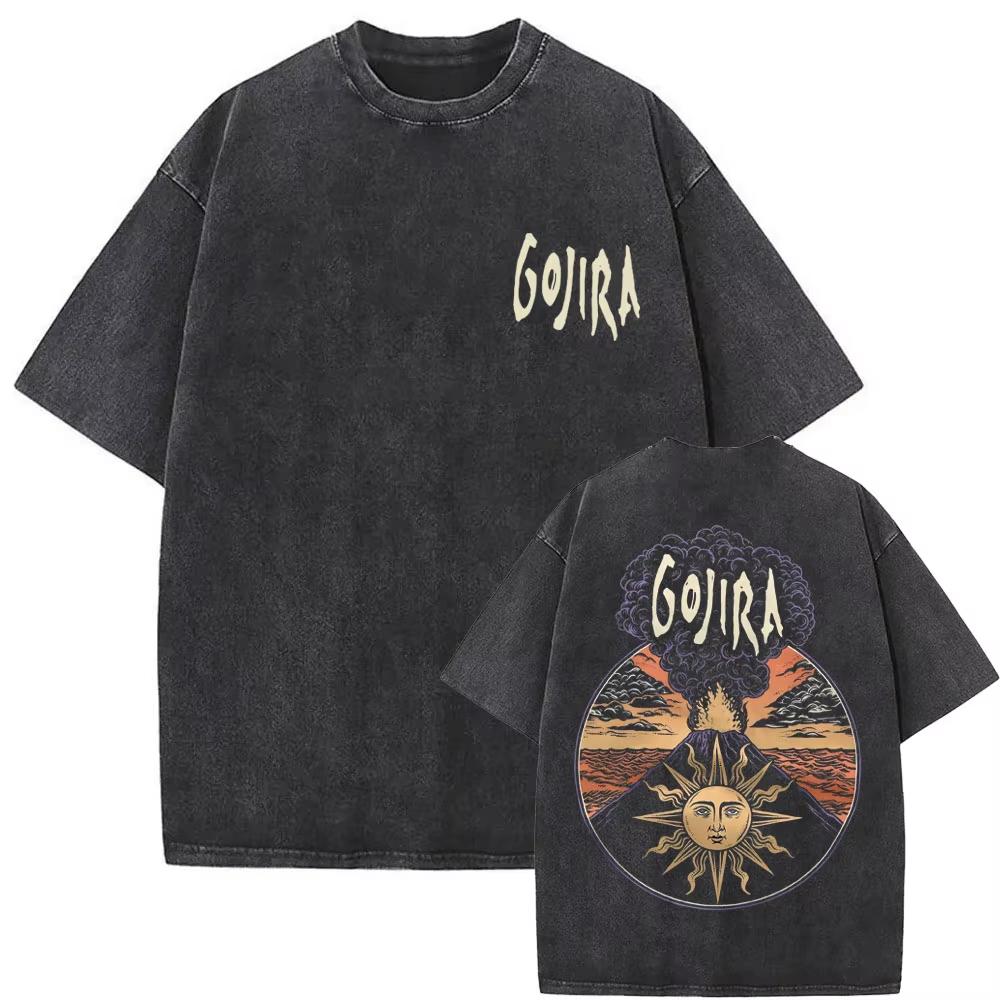 Washed Vintage Metal Band Gojira From Mars To Sirius Flying Whales Graphic Tshirt Men Women Gothic Pure Cotton T-shirt