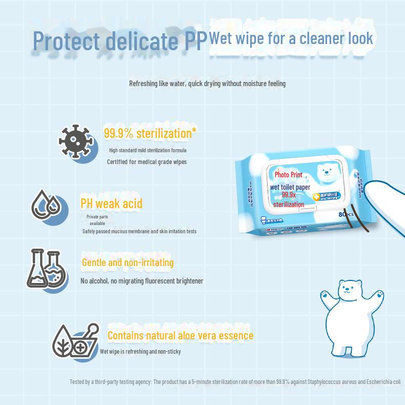 Xinxiangyin milde skyllbare våtservietter - 80 ark, 5 pakker for voksen bruk