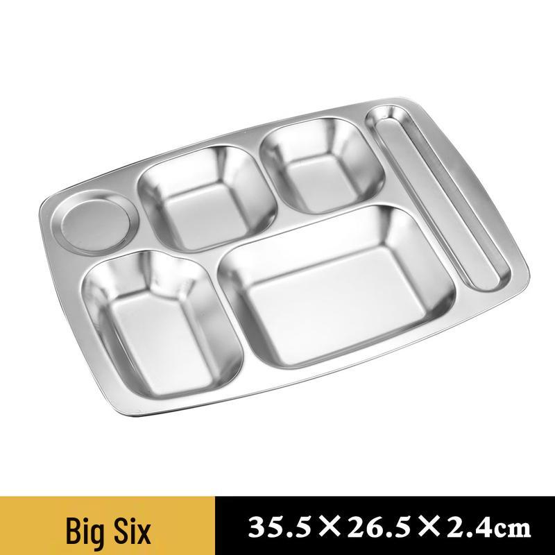 Wutuo 304 Stainless Steel 6-Compartment Lunch Tray with Spoon Slot