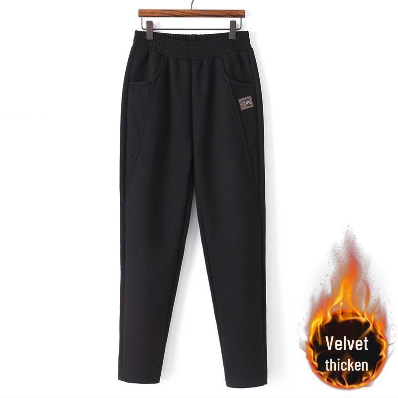 Mom's Thick Fleece Wool Pants for Winter & Middle-Aged Comfort