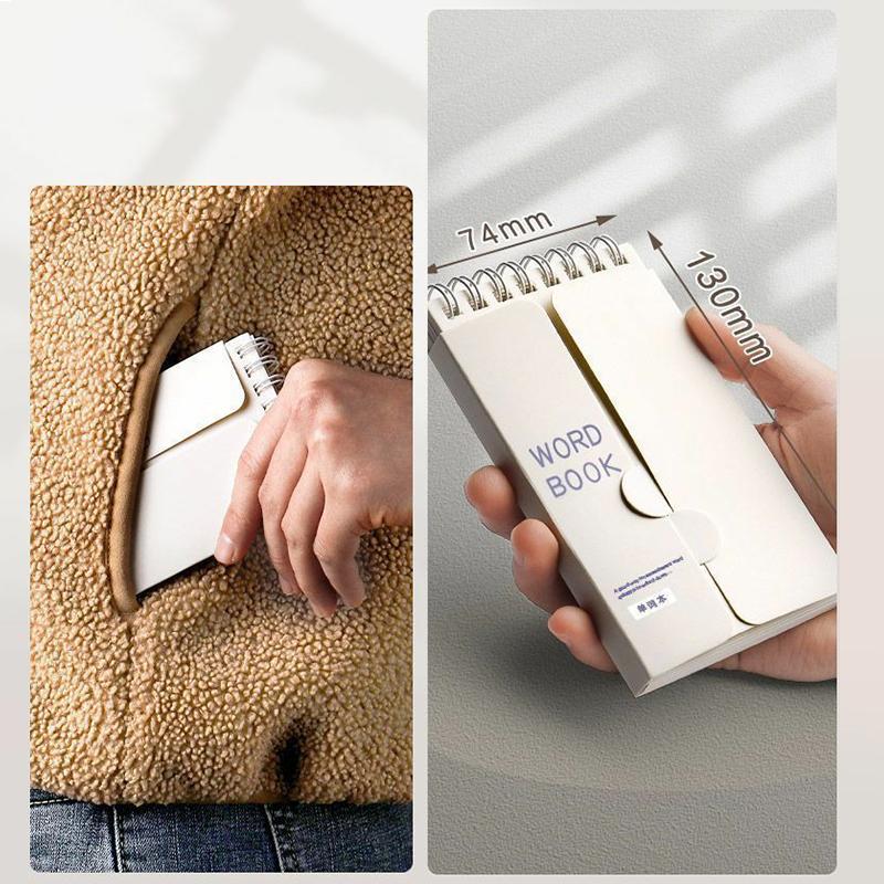 Tragbarer Vokabel-Merknotsblock - Kurzschrift-Spiralheft zur Planung und zum Auswendiglernen mit Abdeckfunktion Gutes Geschenk