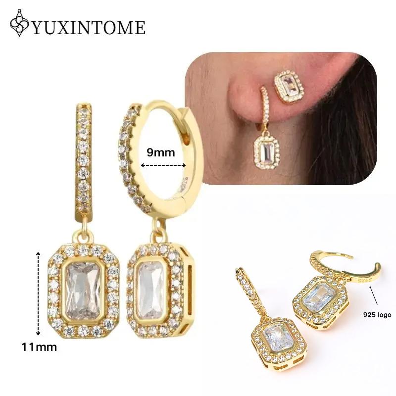 Dames 925 Zilveren Oorstekers Kristal Zirconia Waterdruppels Stud Hoops Goud Huggie Oorbellen Premium Luxe Feest Sieraden