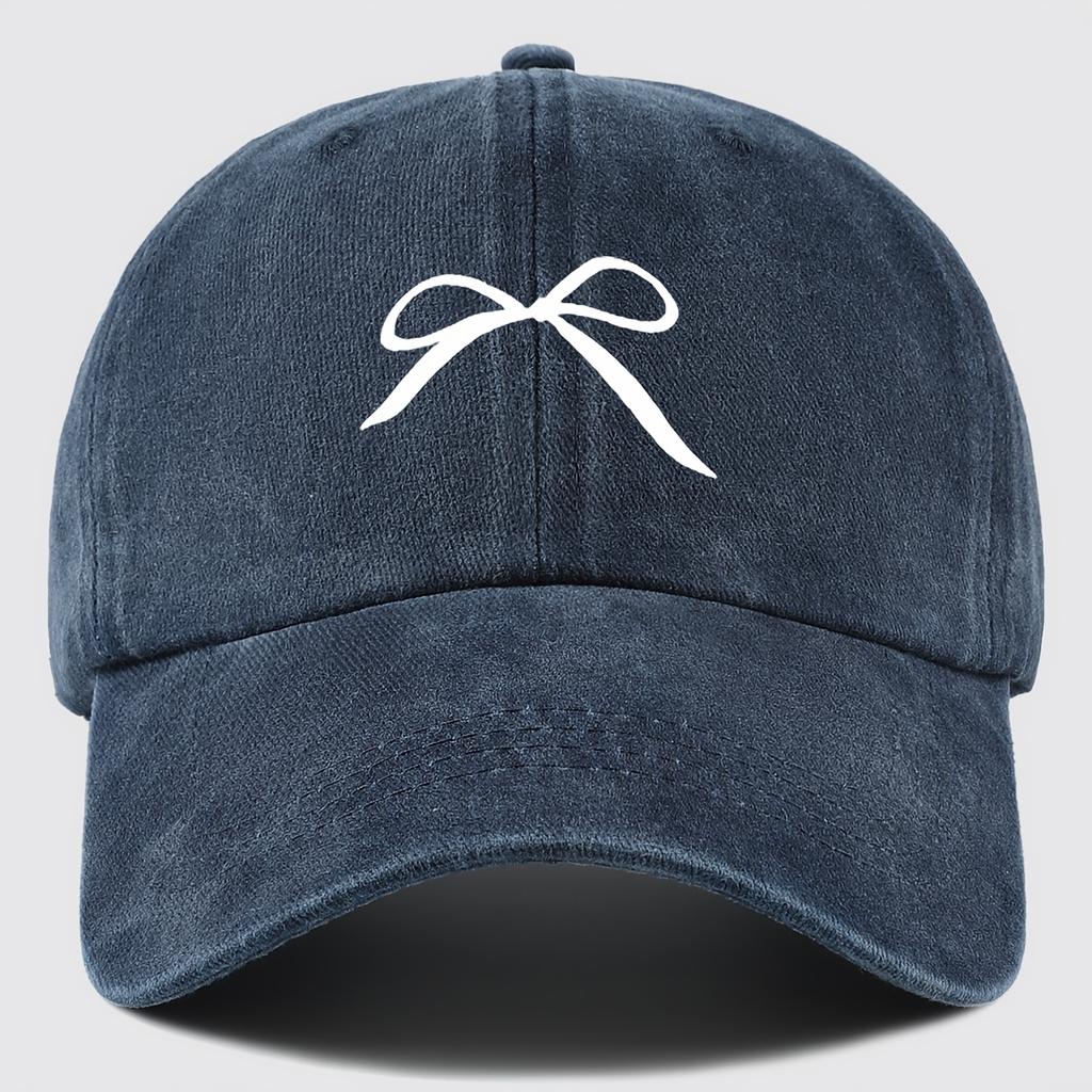 Line Bow Baseball Cap Trendy Fashion Retro Soft Top Hat Adjustable Sun Hat
