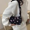 1Pcs Cute Flower Bow Print Canvas Shoulder Bags New Korean Girl Handbags Outdoor Travel Women Keys Phone Messenger Bag