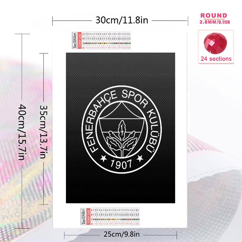 Fenerbahce SK Logo Pattern 3pcs 100% Round Full Drill 5D DIY Diamond Painting Embroidery Cross Stitch Rhinestone Décor