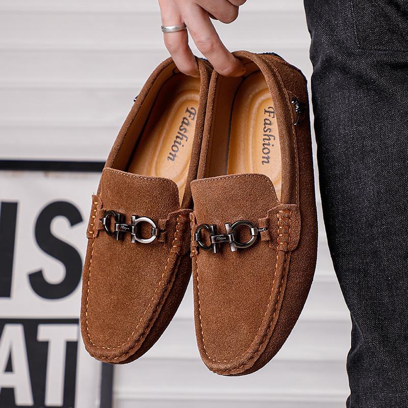 Scarpe da Uomo Slip-on in Pelle Scamosciata Fatte a Mano alla Moda Scarpe Basse Casual da Esterno Mocassini da Uomo Scarpe da Passeggio Ultraleggere Scarpe da Guida Antiscivolo