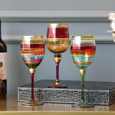 Colored Lead-free Glass Red Wine Cup Personalized Decoration Wine Cup Creative Household Stemware for European Style Bar
