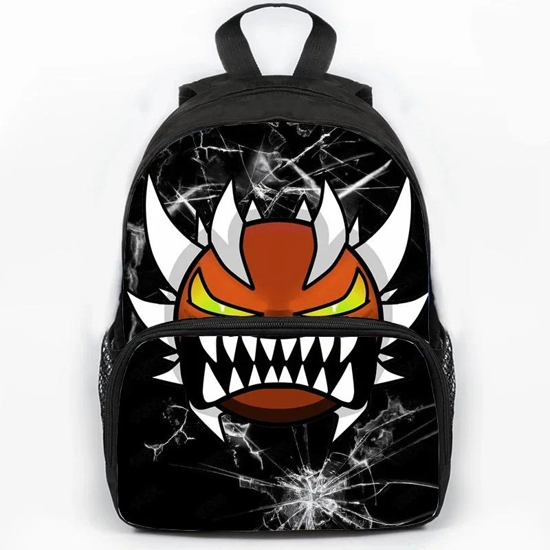 Children Large Capacity Angry Geometry Dash Print Backpack Students School Bags for Girls Boys Cartoon Bookbag Travel Backpacks