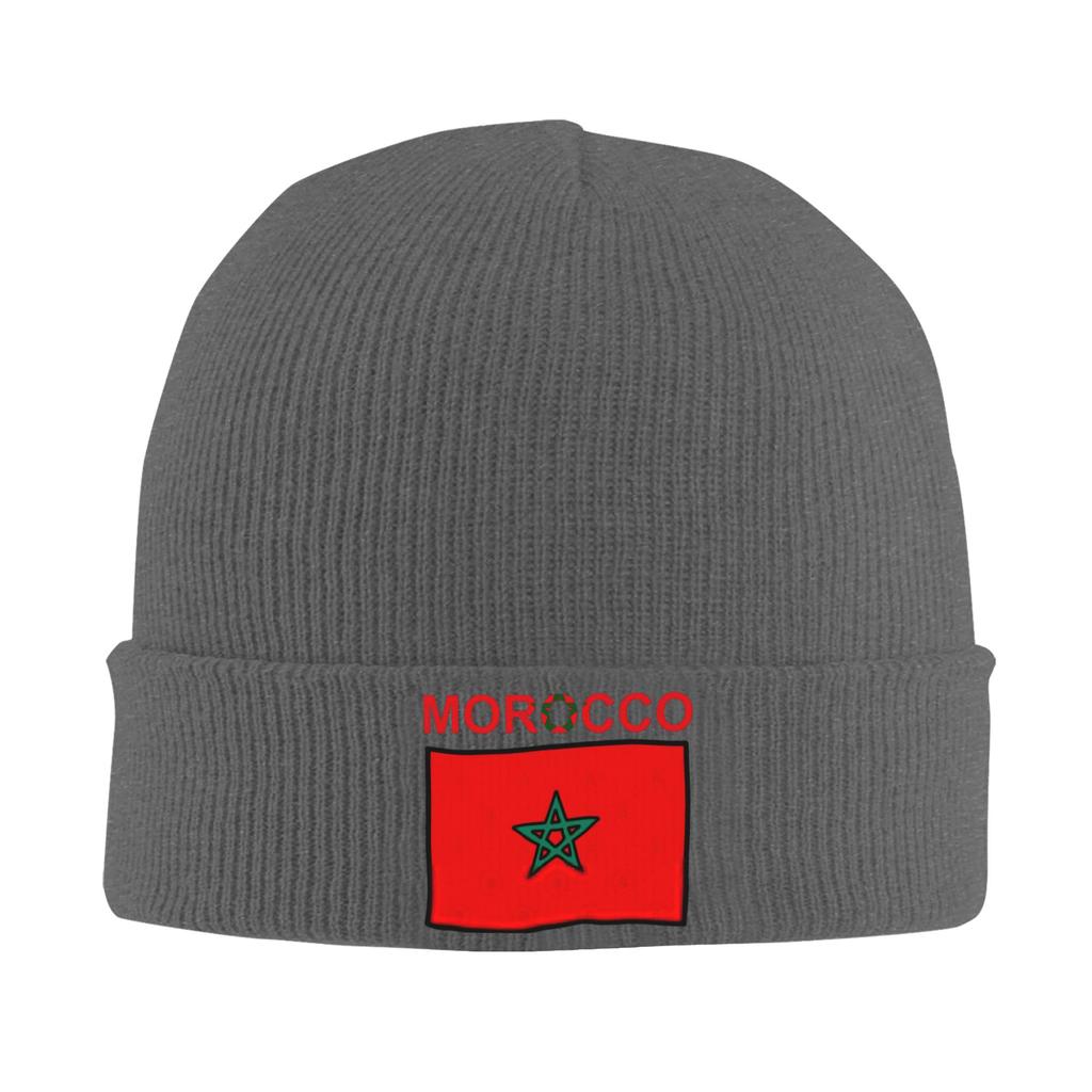 Morocco Flag Beanie Hats  Bonnet Hats FeUnisex Unisex Street Y2K Hippie Skullies Beanies Autumn Graphic Warm Caps