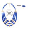 Trendy Fashion Colored Acrylic Big Beads Handmade Beaded Statement Necklace Earrings Zircon Set Women's Party Accessories