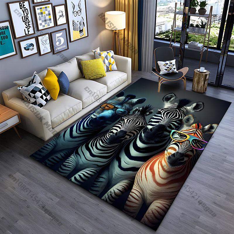 Colorful zebras wearing quirky glasses carpet Yoga living room room decor children's crawling mat doormat area rug