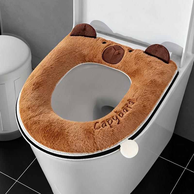 1Pcs Thickened Zipper Cartoon Toilet Mat New Cute Toilet Cover Plus Velvet Toilet Seat Cover To Protect Pregnant Women Confin