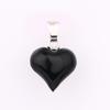 Black Enamel Heart Pendant 925 Sterling Silver Rhodium Jewelry Gift for Her