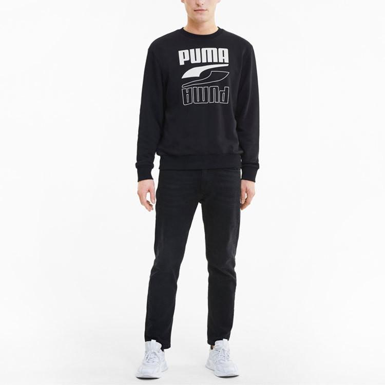 PUMA Men's Casual Sports Printed Crewneck Long-Sleeve Sweatshirt Black