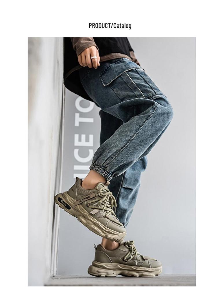 Men's Autumn Retro Dad Shoes: Trendy, Thick-Soled, Versatile Casual Running Sneakers