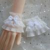 Sweet Lolita Hand Sleeve Cute Fairy Wrist Cuffs Ruffled Bow Lace Pleated Fake Cuffs Decoration Cosplay Accessories