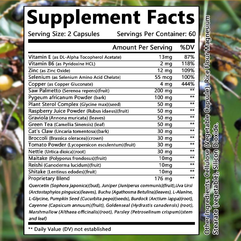 Saw Palmetto Capsules for Men, 30 Herbal Blend with Vitamins & Minerals, 120 Vegetarian Capsules, Dietary Supplement