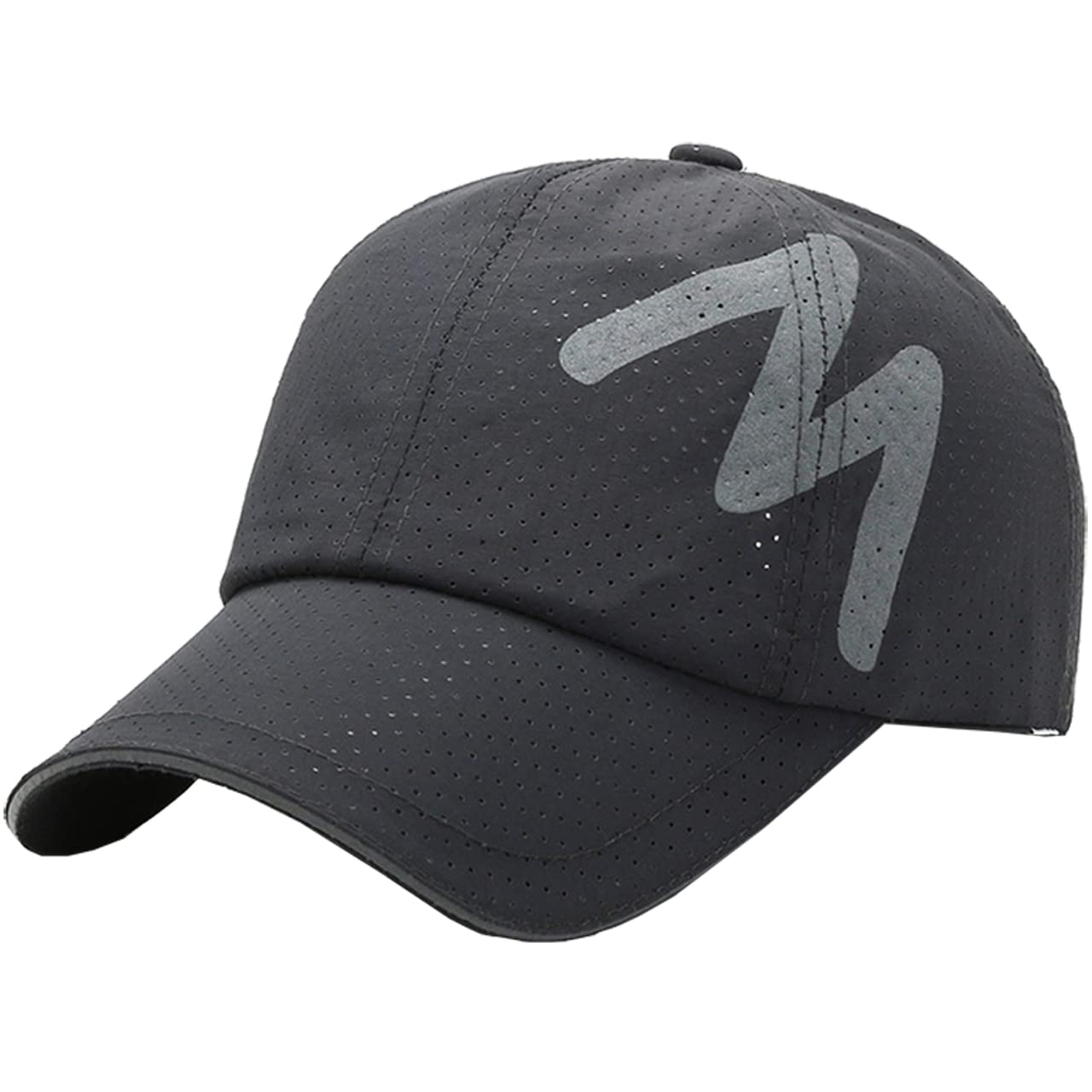 

Mesh English Brim Quick CA501 [White Fang] Cap, Letters, Logo, Hat, Line, Running, Lightweight, Drying, Men s, Women s, (Dark Gray)