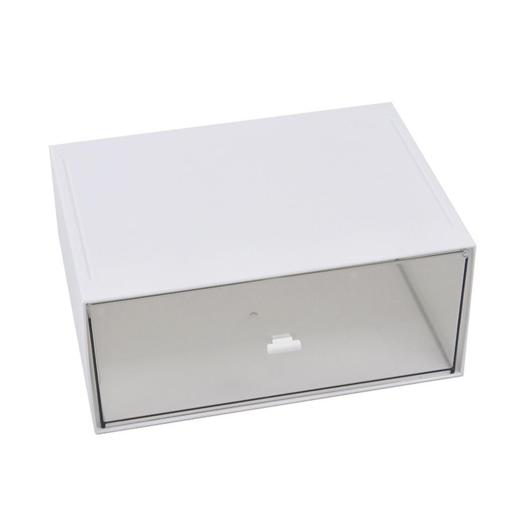 Desk Organizer Clear Plastic Stackable Vanity Storage Box with Drawer for Home Office Desktop