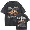 Gewassen Vintage Rockband Limp Bizkit T-shirt Mannen Vrouwen Casual Oversized Korte Mouw T-shirts Mannelijk Klassiek Harajuku Streetwear