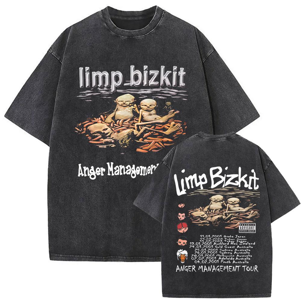 Gewassen Vintage Rockband Limp Bizkit T-shirt Mannen Vrouwen Casual Oversized Korte Mouw T-shirts Mannelijk Klassiek Harajuku Streetwear