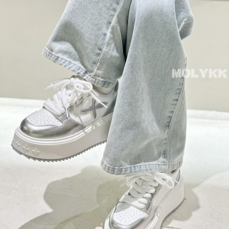 Platform white shoes women's leather spring and autumn new versatile breathable height-increasing muffin sneakers small man