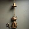 Bronze Finish Kitten Shape Wind Chimes with Durability Nylon Cords Perfect Gift for Kitten Lover Home Decoration