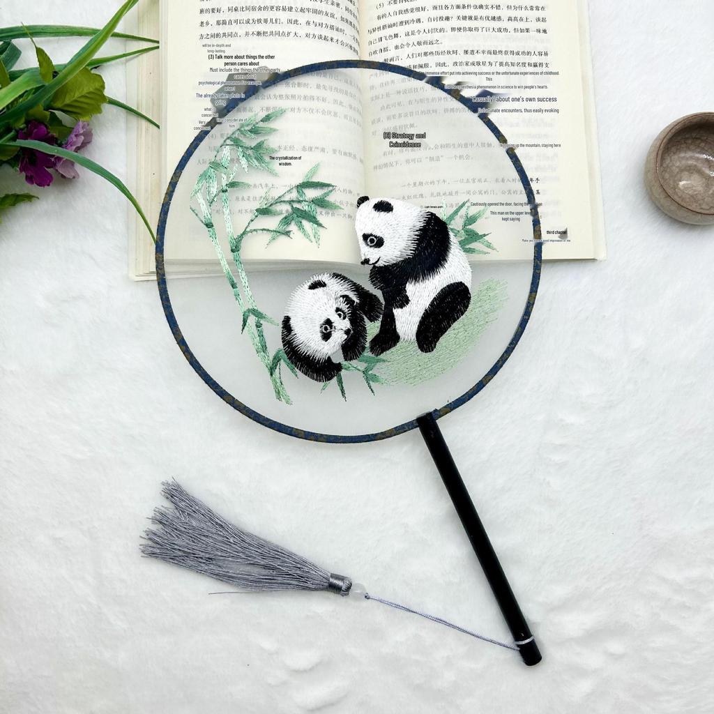 Ancient Style Single-Sided Suzhou Embroidery Dance Fan
