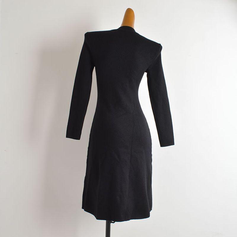 French Simplicity New Arrival Pure Color Half Collar Knitting Dress Women's Clothing Silm Slim Looking Mid Length Long Length Bodycon Dress