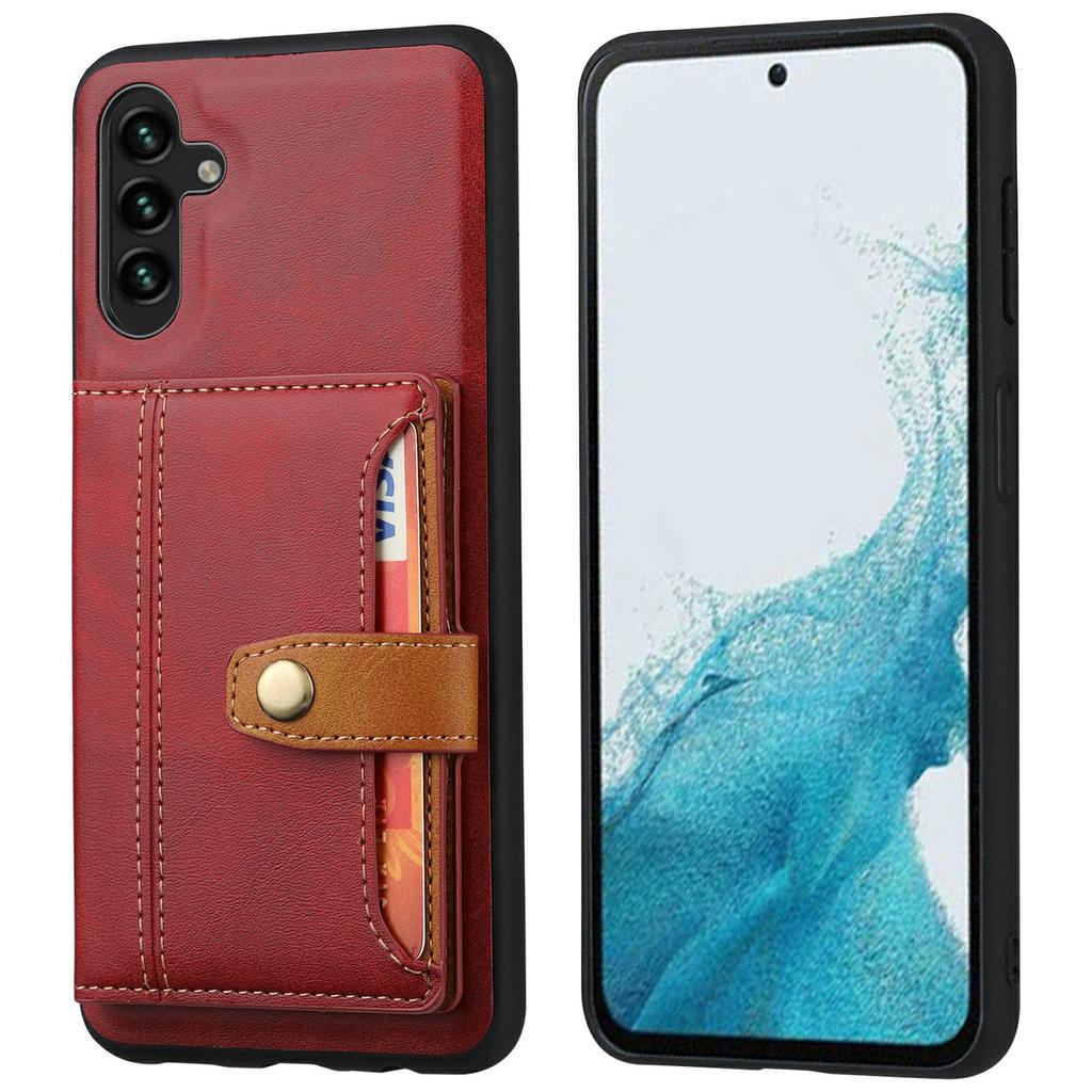 For Samsung Galaxy S25 Case Calf Texture Card Holder PU Leather + TPU Kicsktand Phone Cover