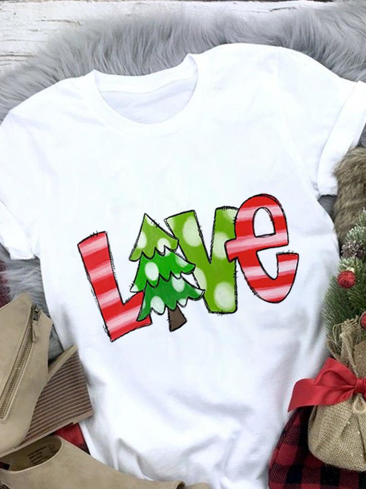 

2025 Summer Women Y2K Harajuku 90S Tee Tops Female Funny Christmas Print Clothes Trend Short Sleeves Clothes White Tshirt XXXL білий