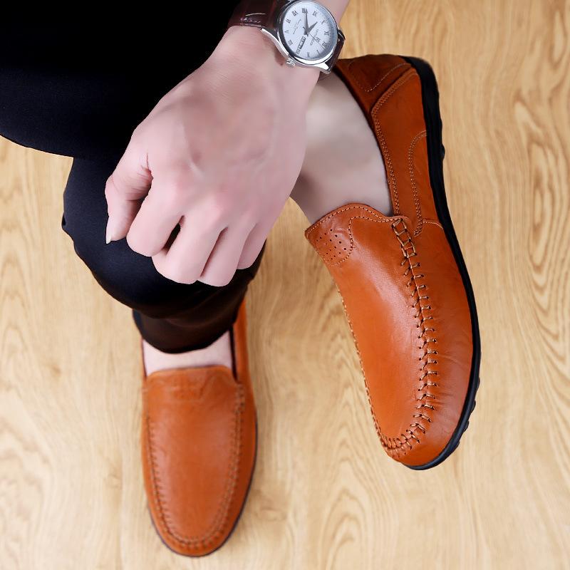Mens Loafers Casual Luxury Brand Formal Moccasins 2025 Breathable Slip On Male Boat Shoes Plus Size Genuine Leather Men Shoes