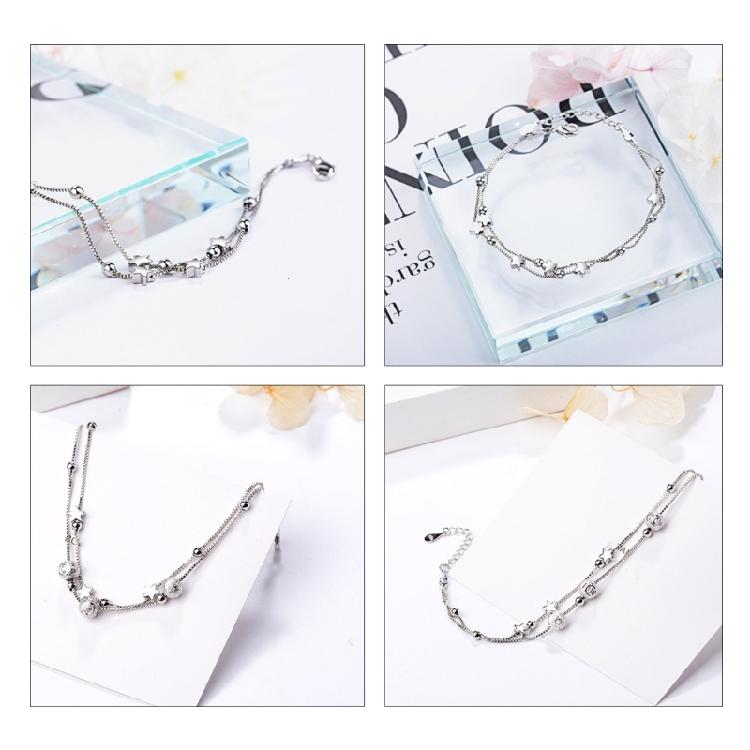 Star Bracelet Silver Color Round Bead Chain Bracelet For Women Girls Gift