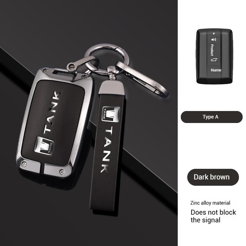 

Zinc Alloy Leather Car Remote Key Case Cover Shell Fob for Great Wall GWM WEY TANK 300 500 Tank300 Tank500 Keychain Accessories