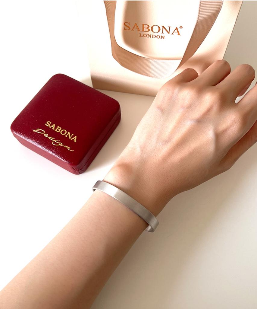 Sabona London F-Bwg1 Matte White Gold Plated Plain Fashion Bangle