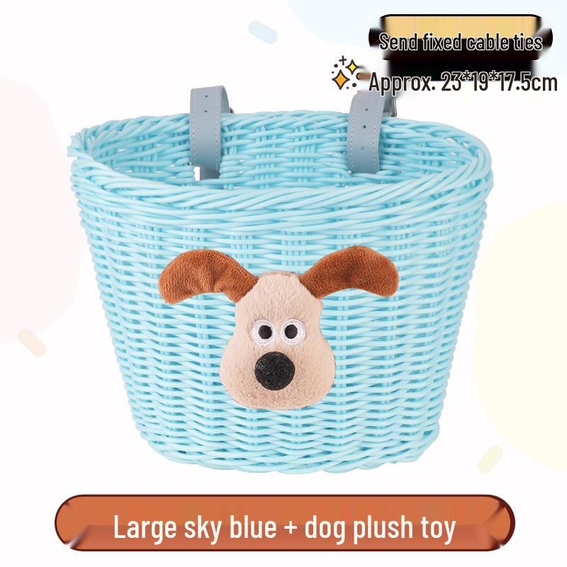 Retro Woven Front Basket for Children's Bicycles, Scooters, or Doll Strollers
