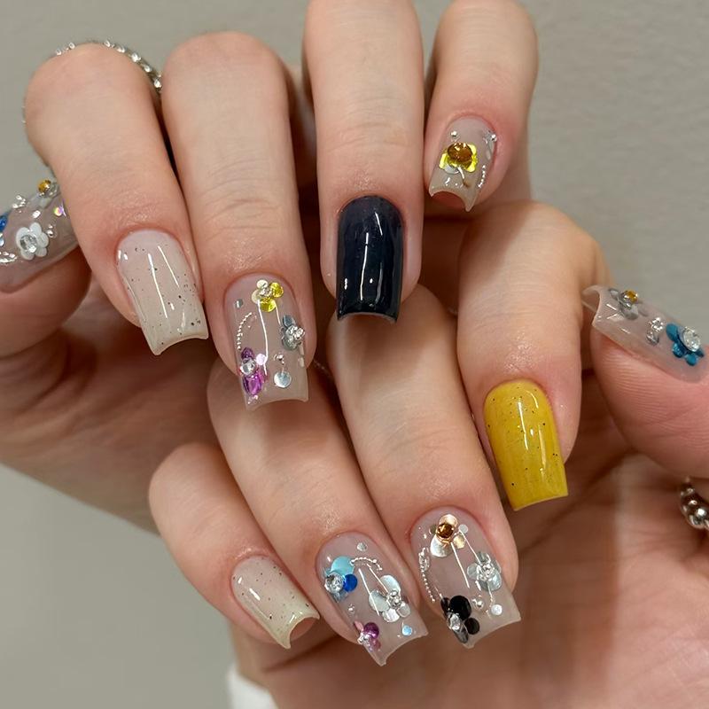 DIY Manicure Nail Glitter Set 12 Grids Mixed Color Flower Mini Circular Sequins Charms for Creative Nail Art Salon Home