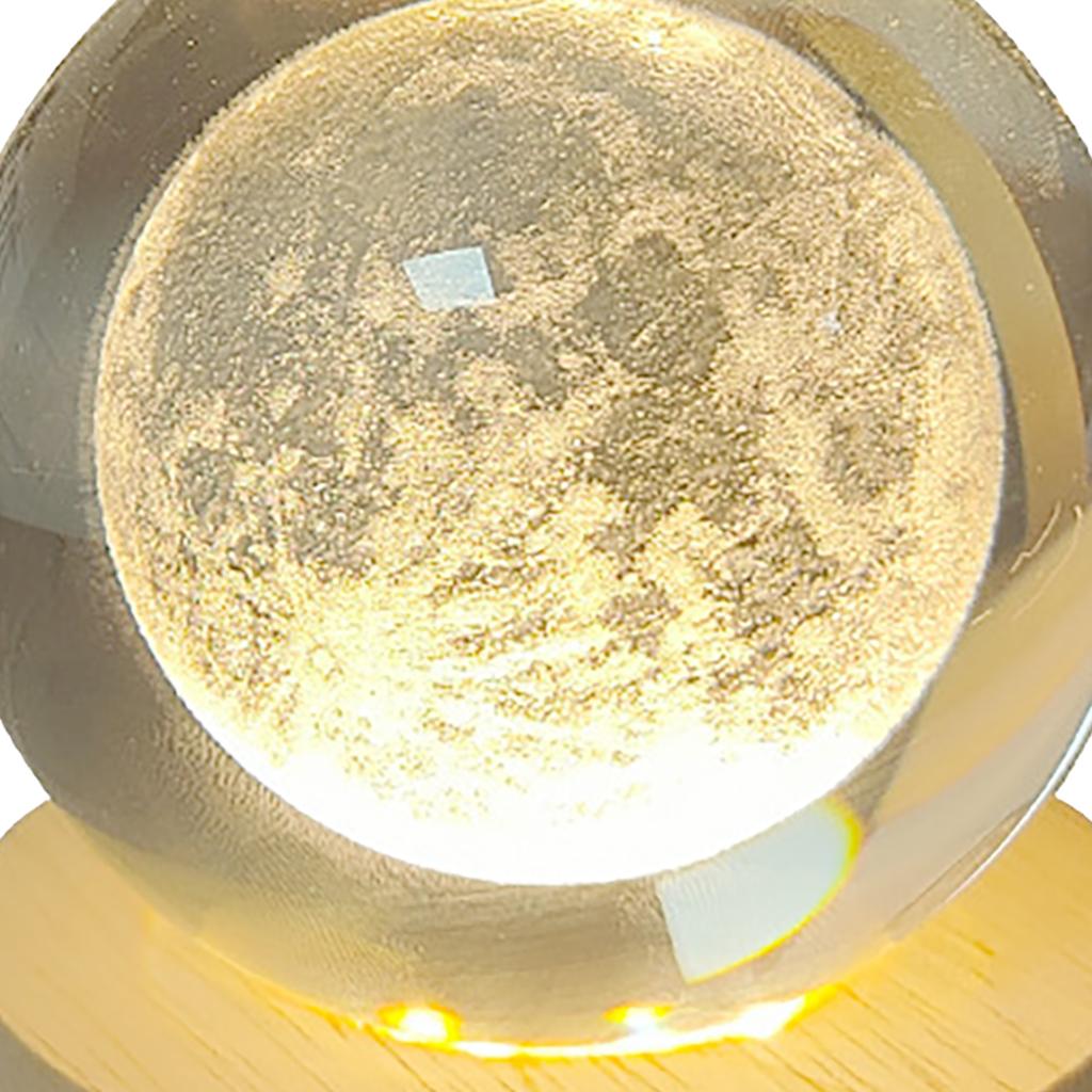 3D Moon Crystal Ball Lamp 1.5W USB Powered 3000K Warm Light Romantic Vibe Decorative Glass Ball Night Light for Home